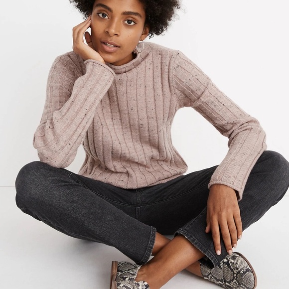 NWT Madewell Donegal Blush Evercrest Turtleneck Wool Blend Sweater Size Small - Picture 1 of 16